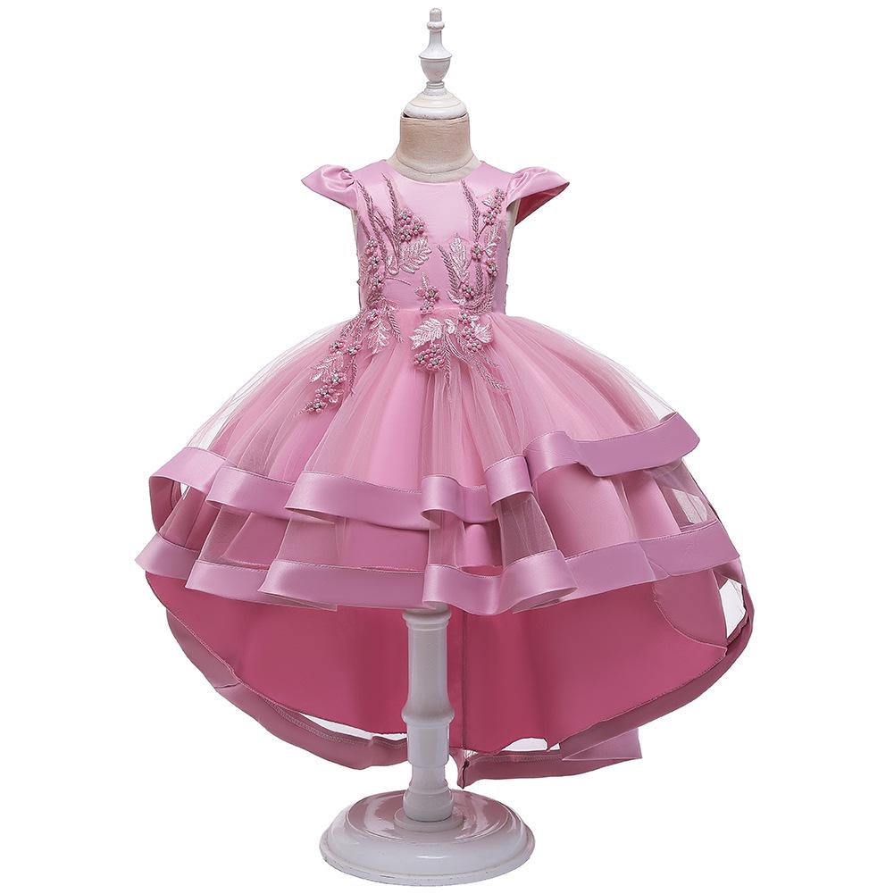 Girls' Formal Princess Dress with Train – Wedding, Runway, Piano Performance, Puffy Skirt