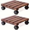 1pc Flower Pot Base, Practical, Lightweight, Movable, Universal Wheels, Solid Wood Material, High-Quality, Multi-functional Desi