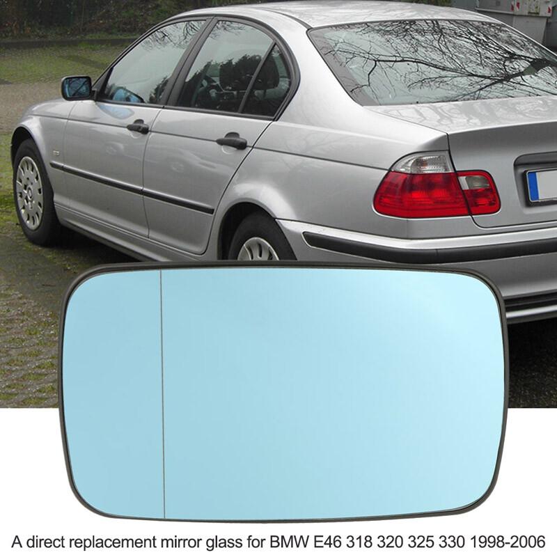 Driver/Passenger Side Blue Mirror Glass For BMW E46 E39Tinted W/Holder Heated.