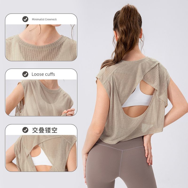 Export Cut Out Sleeveless Short Gym Blouse Yoga