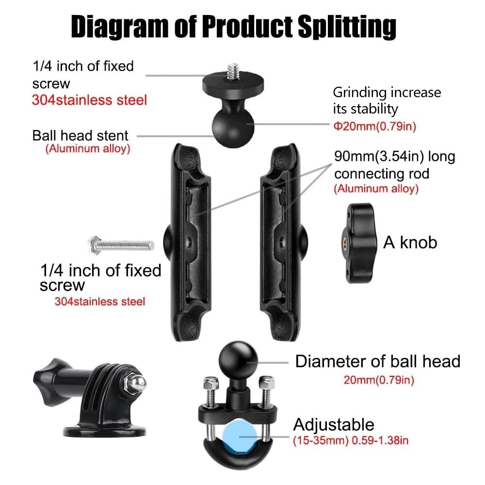 Motorcycle Handlebar Mount Aluminum Alloy Bike Holder For GoPro Hero 13 12 11 10 9 8 Insta360 DJI Osmo Action Camera Accessories