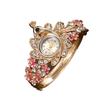 Ladies Peacock Stone Quartz Watch With Hollow Flower Alloy Bracelet For Fashion Accessory