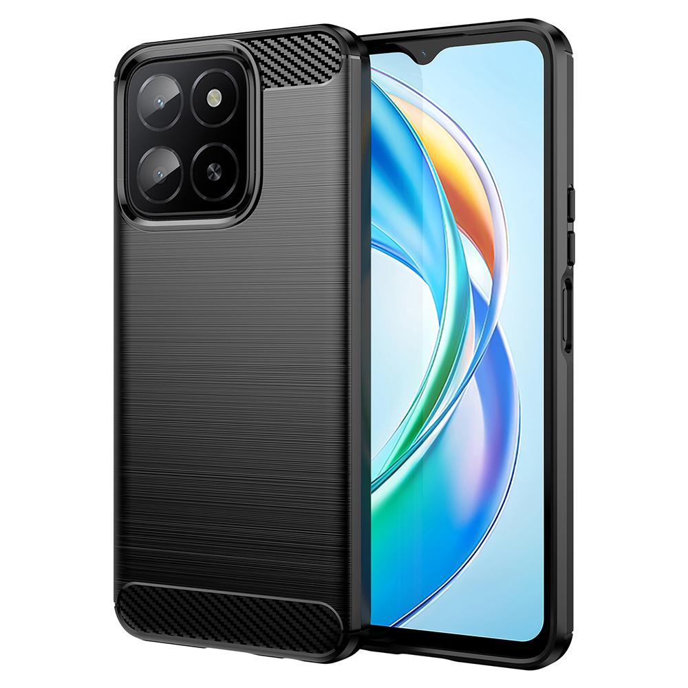 

For Honor X5b Plus Case Carbon Fiber Texture Brushed Anti Fingerprint Phone Back Cover A