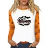 Women's T Shirt Halloween Print Long Sleeve Daily Fashion Basic Round Neck Raglan Sleeve Top