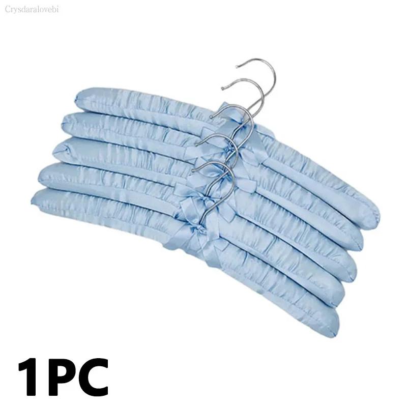 10PCS 38cm Satin Padded Hanger Silk Wrapped Clothes Hanger Hanging Silver Hook Sponge Hangers Clothes Shop Display Hangers