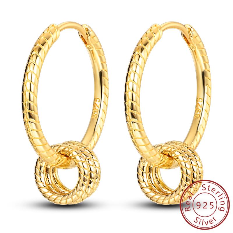 Earrings Original 925 Silver Stud Drop Hoop Earrings Rose Gold for Women Girls Party Wedding Birthday Jewelry Gift