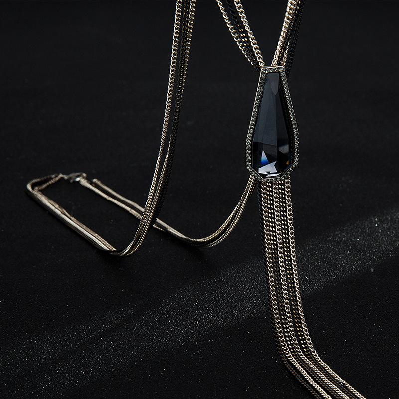 

Stylish Alloy Crystal Sweater Chain Long Length With Chic Tassel Design Fall For