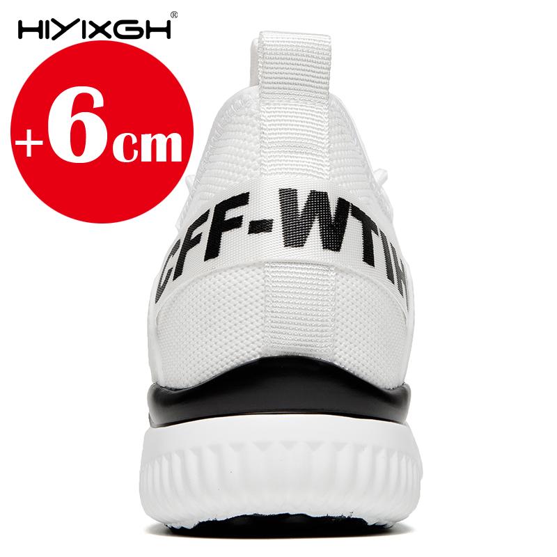 Men's white sports oxford shoes, elevator insole, height increase 6cm, lace-up sneakers, mesh, height increase shoes, size 37-43