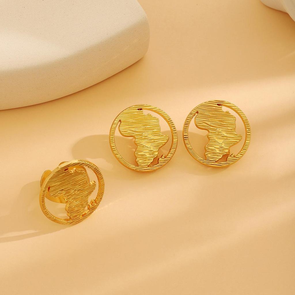 Exaggerated Geometric Metal Earrings: Irregular Fan-Shaped & Round Hollow Design (2-Piece Set)