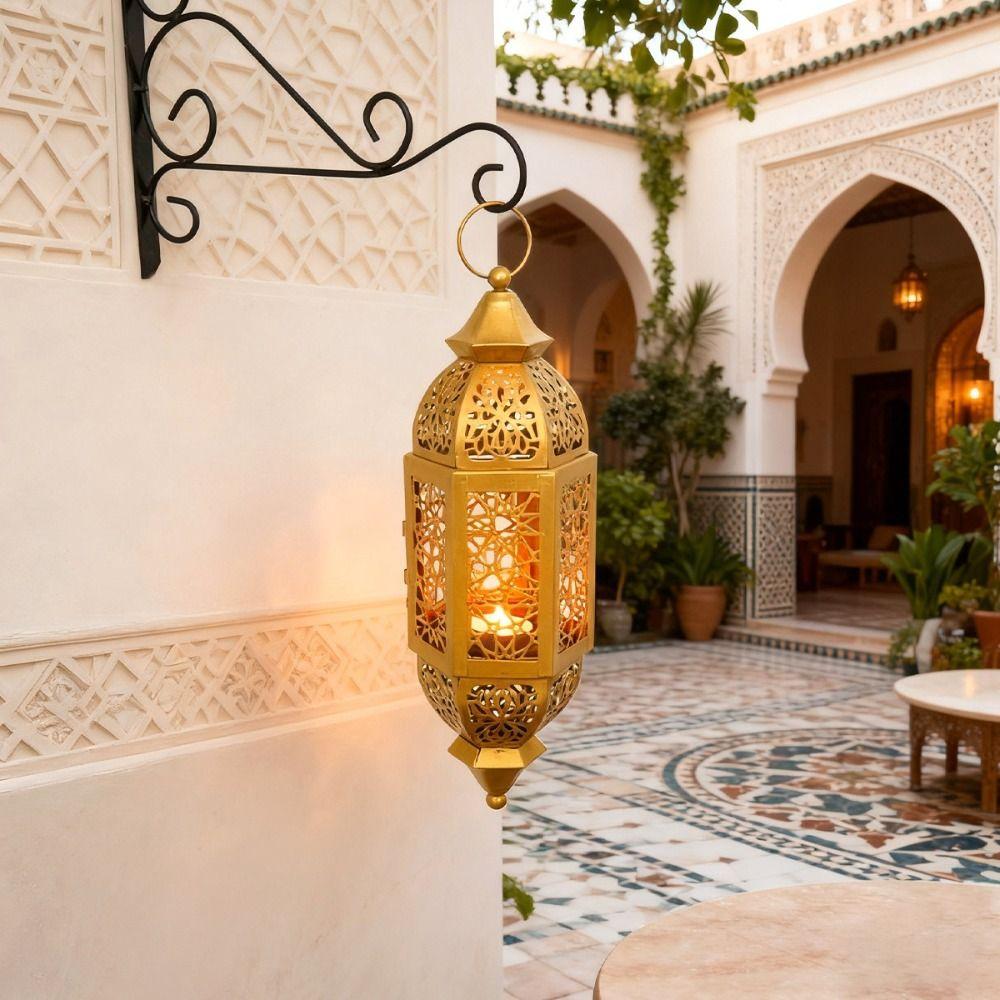 Moroccan Style Vintage Hollow Candlestick Luxury Wind Lamp Candle Holder  Living Room