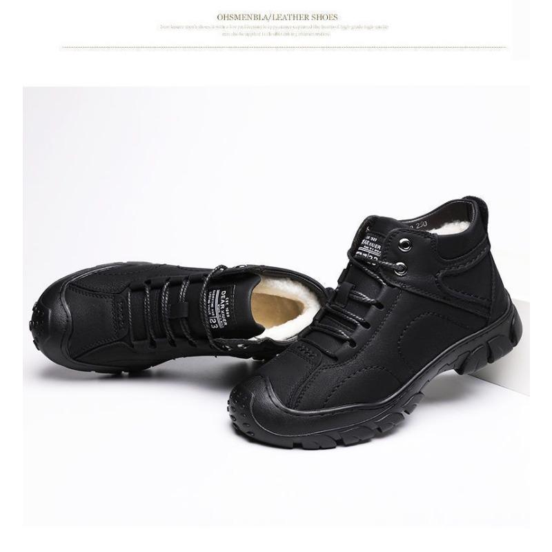 Autumn and Winter High Top Men's Casual Shoes, Thick Soled Cotton Shoes with Plush Insulation, Men's Snow Boots