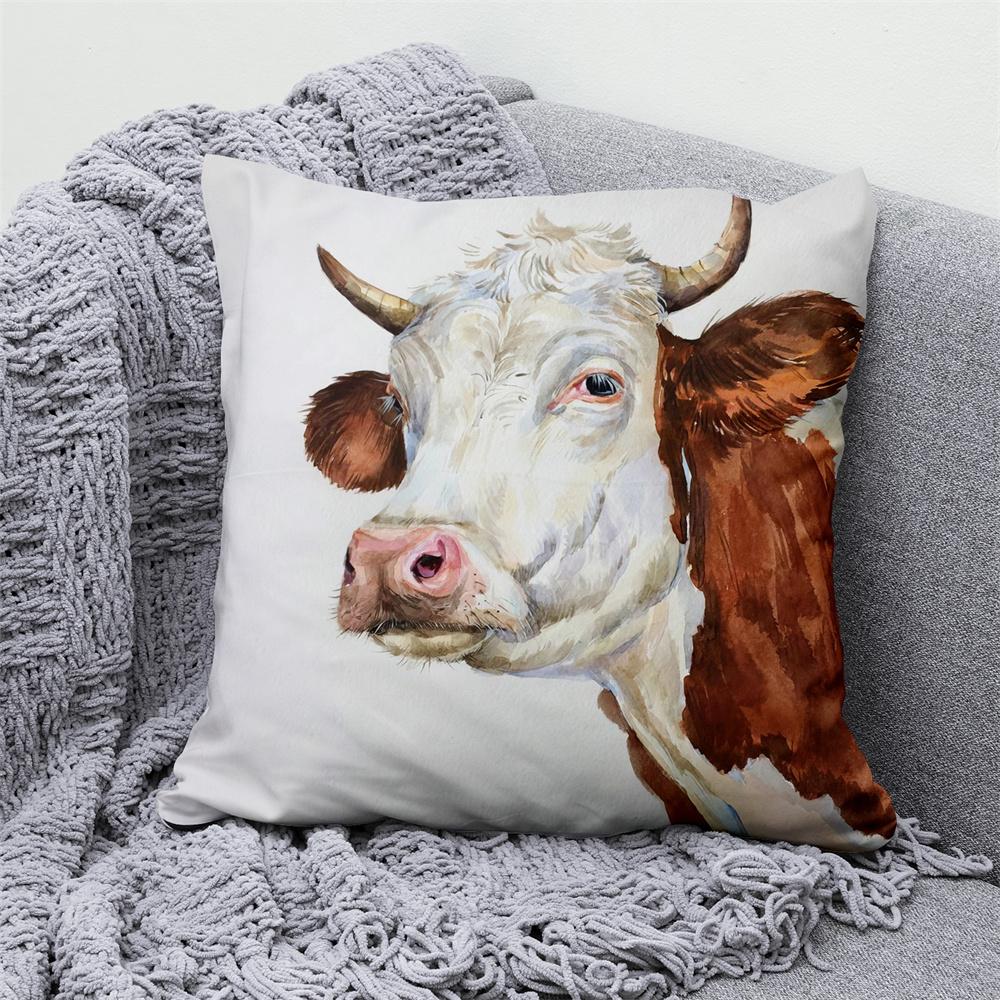 Juste De Coussin En Velours Animal Floral, Taie D'oreiller Décorative, Oreiller Pour La Maison, Canapé, Chambre, Voiture, Loup, Vache