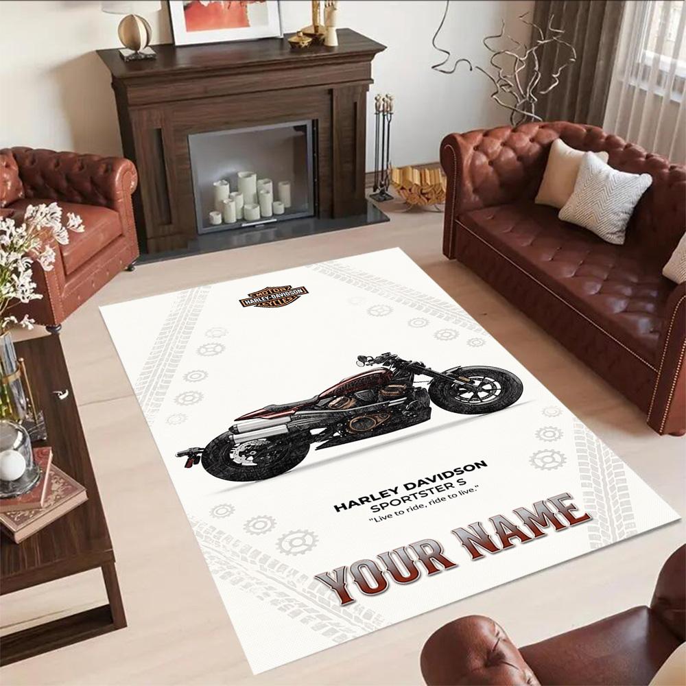 Harley-davidson Motorcycles Customize Your Name Floor Mat Perfect for Outdoor Dining Room Entryway Kitchen Antislip Carpet Anime Office Decor