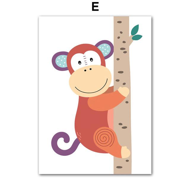 Lion Elephant Giraffe Toucan Koala Tiger Flamingo Wall Art Posters Prints Nordic Canvas Painting Animal Pictures Kids Room Decor