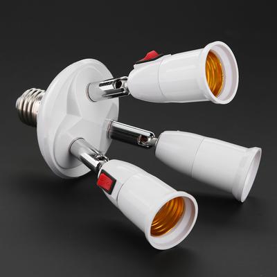 3 In 1 E27 To E27 Extended LED Bulb Socket Splitter Adapter Standard Lamp Holder Base Converter for Home Commercial Lighting