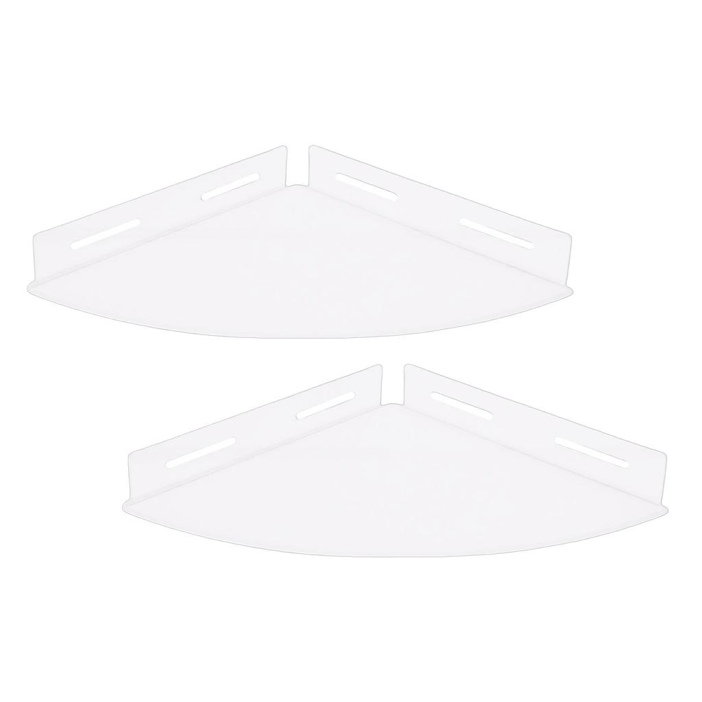 2Pcs Acrylic Corner Floating Shelves Wall Mount Shower Shelf Clear for Bathroom Storage