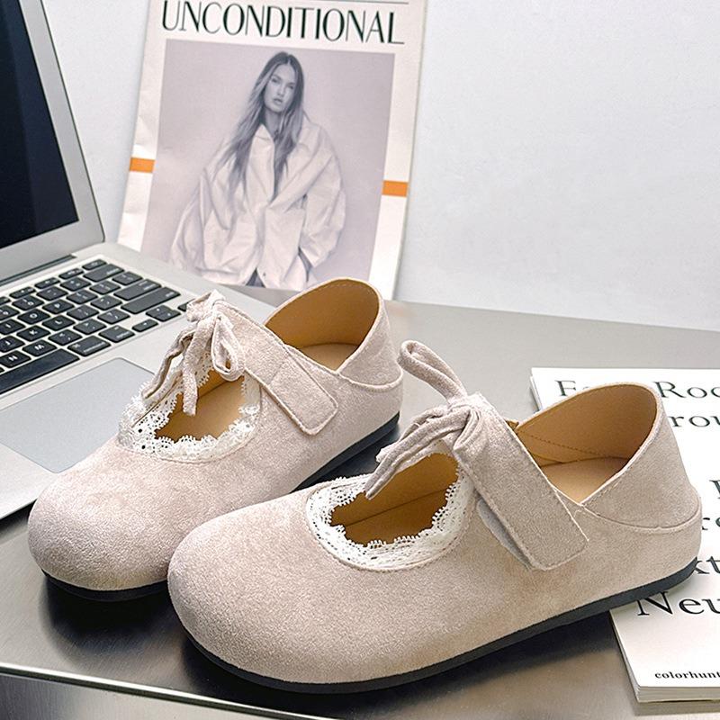 2 New Soft-soled Bag Head Single Shoes Women's Spring Square Head Flat Bottom Lace
