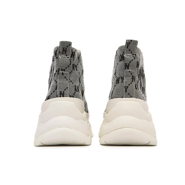 New MLB Chunky High Slip Resistant Height Increasing High Top Canvas Shoes Unisex Gray 3ASHU311N-50GRS