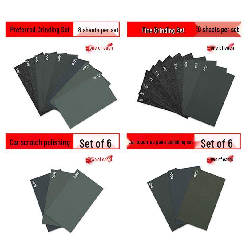 Multipurpose Wet Sandpaper Set for Polishing: Car, Jade, Amber, Wood, Metal, Wall, Billiard Cues