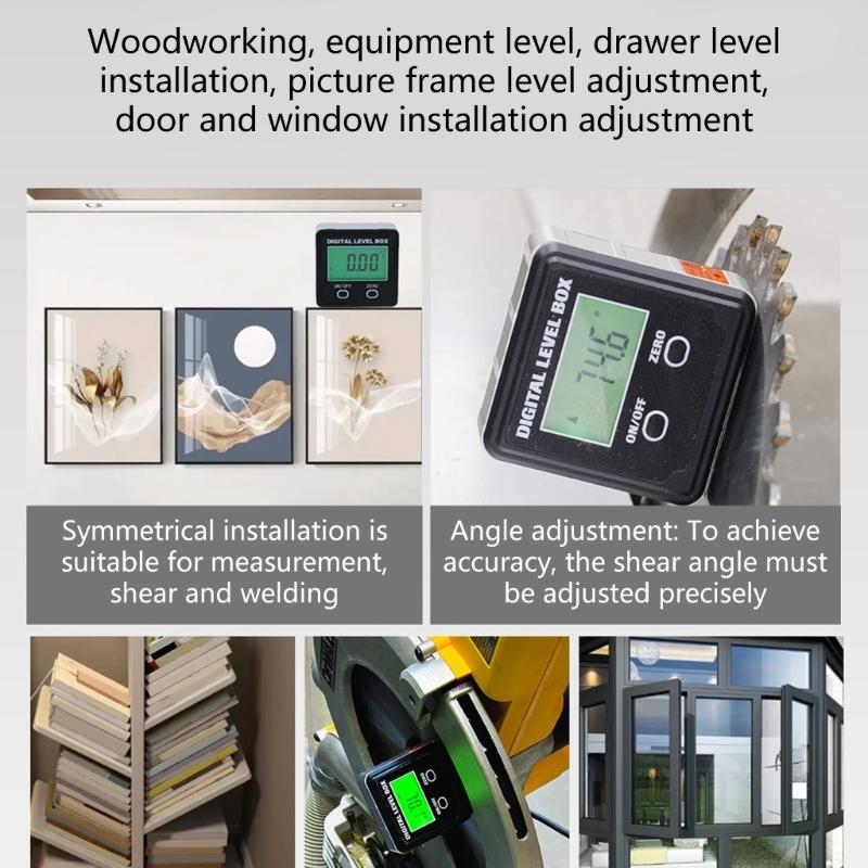 Auto Rotating Digital Angles Meter With Backlights Display Double Measurement Mode Magnetic Base For Woodworking