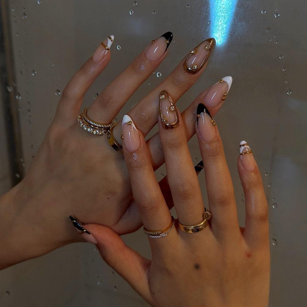 French False Nails Long Almond Press on Nails Manicure Fake Nails  Women