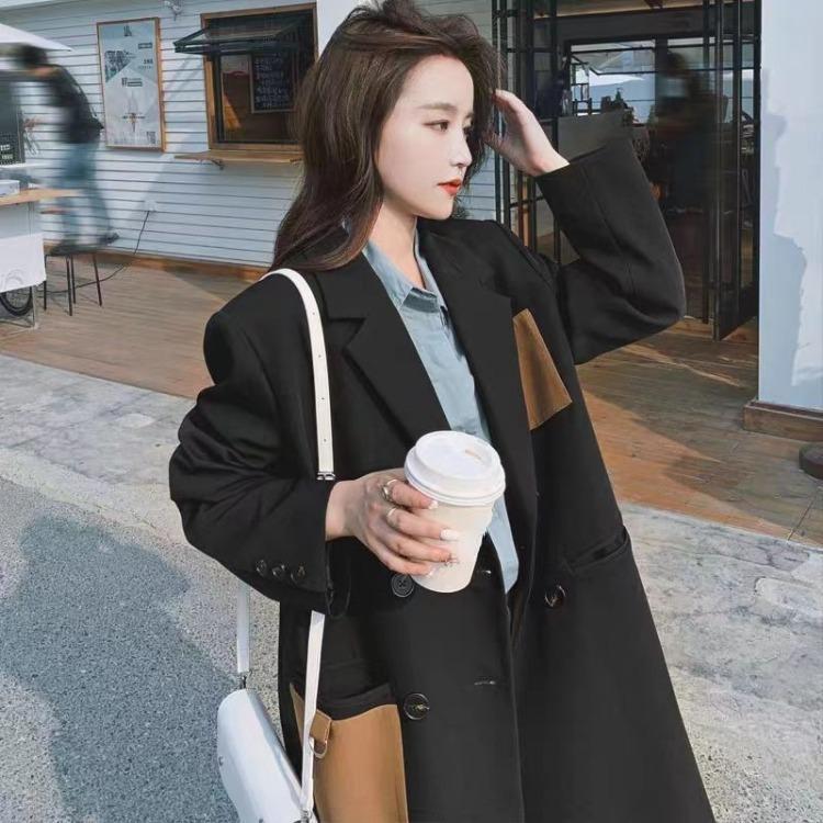 

Модная и удобная черная куртка свободного кроя в академическом стиле для женщин XL чёрный