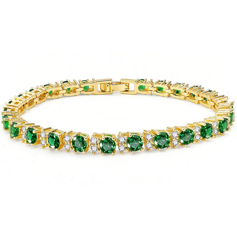 

BLUEONE copper inlaid zircon square Cuban bracelet heavy industry design tennis player jewelry