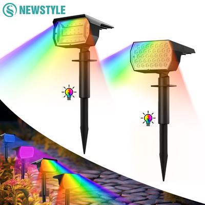 RGB Solar Projektör Dış Mekan 37/20LED Solar Peyzaj Spot Güçlü Duvar Işıkları Su Geçirmez Renk Değişimi Bahçe Veranda Yürüyüş Yolu Dekoru