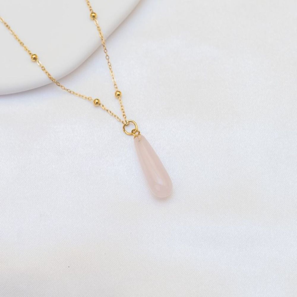 Vintage Waterdrop Pendant Necklace Natural Women Choker Colorful Stone Necklace  Accessories