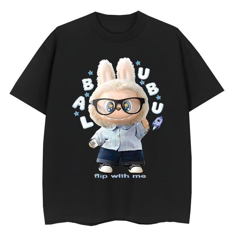Labubu Joint Short Sleeve T Shirt Trendy Cartoon Design Breathable Fabric Oversize Korean Style Unisex