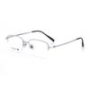 Men's Semi-Rimless Half-Titanium Eyeglass Frames with Wood Grain Temple Tips