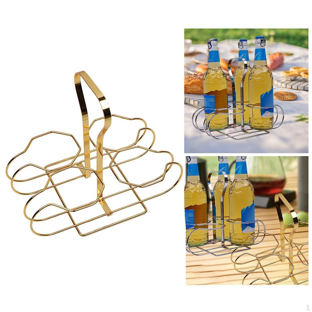 Bottle Carrier Beer Holder Crate Organizer with Handle Rack Storage Basket for Countertop Picnic