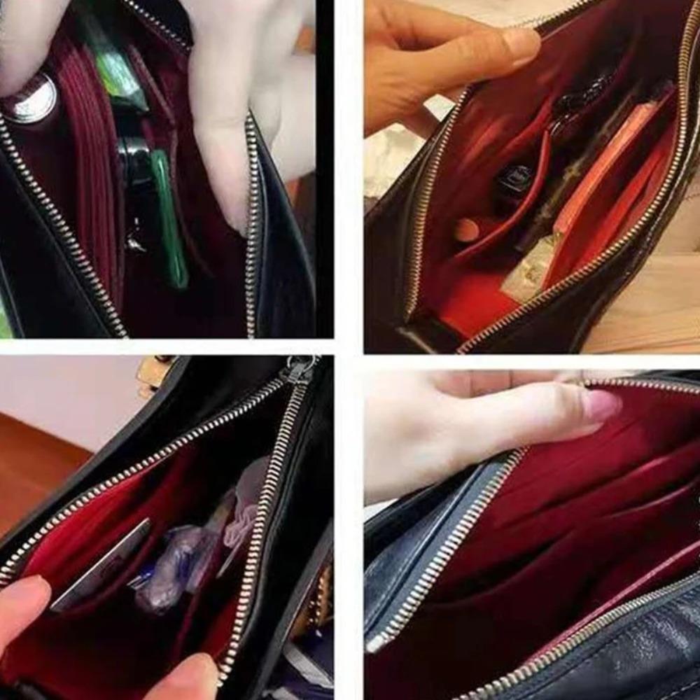 Luxury Bag Insert Felt Purse Organizer Size Inner Liner Bag With Side Zipper Portable Shaper Divider For Crossbody Shoulder Bag