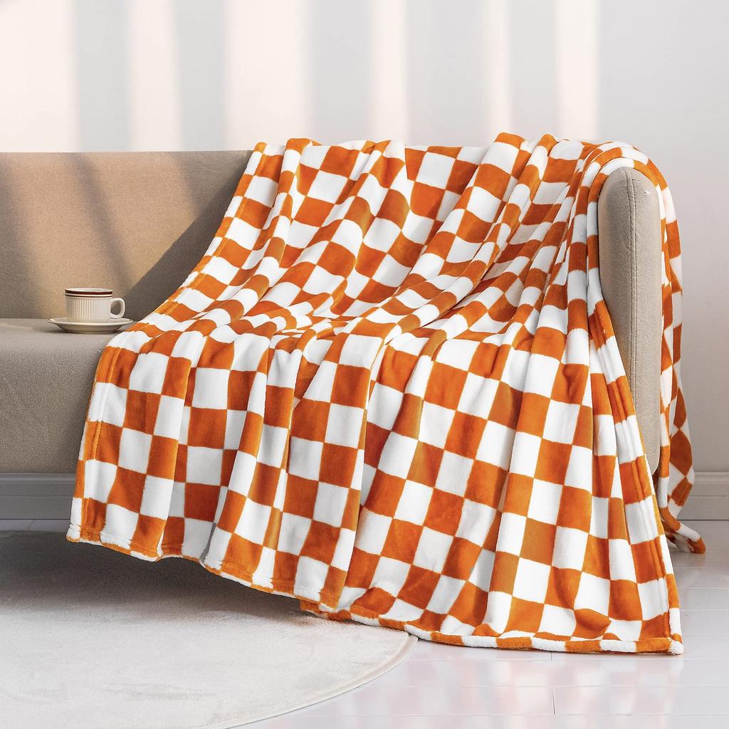 Checker Board Lattice Throw Blanket, Blue, Yellow, Green Pattern for Kids, Boys, Girls, Bed, Couch, Sofa, Soft, Birthday Gift