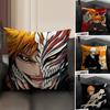B-Bleach Kurosakii Anime Cushion Cover Natural Linen Organic Fabric Double-Sided Printing Sofa Home Decor Gift Pillow Case