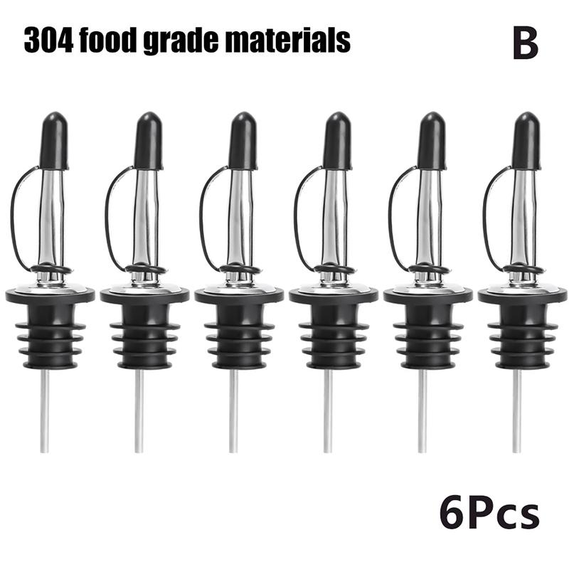 Multi-Pack Stainless Steel Wine Oil Vinegar Pourer with Conical Spout Leak-proof Sealed Stopper for Liquor Bottles - 3/6/12Pcs