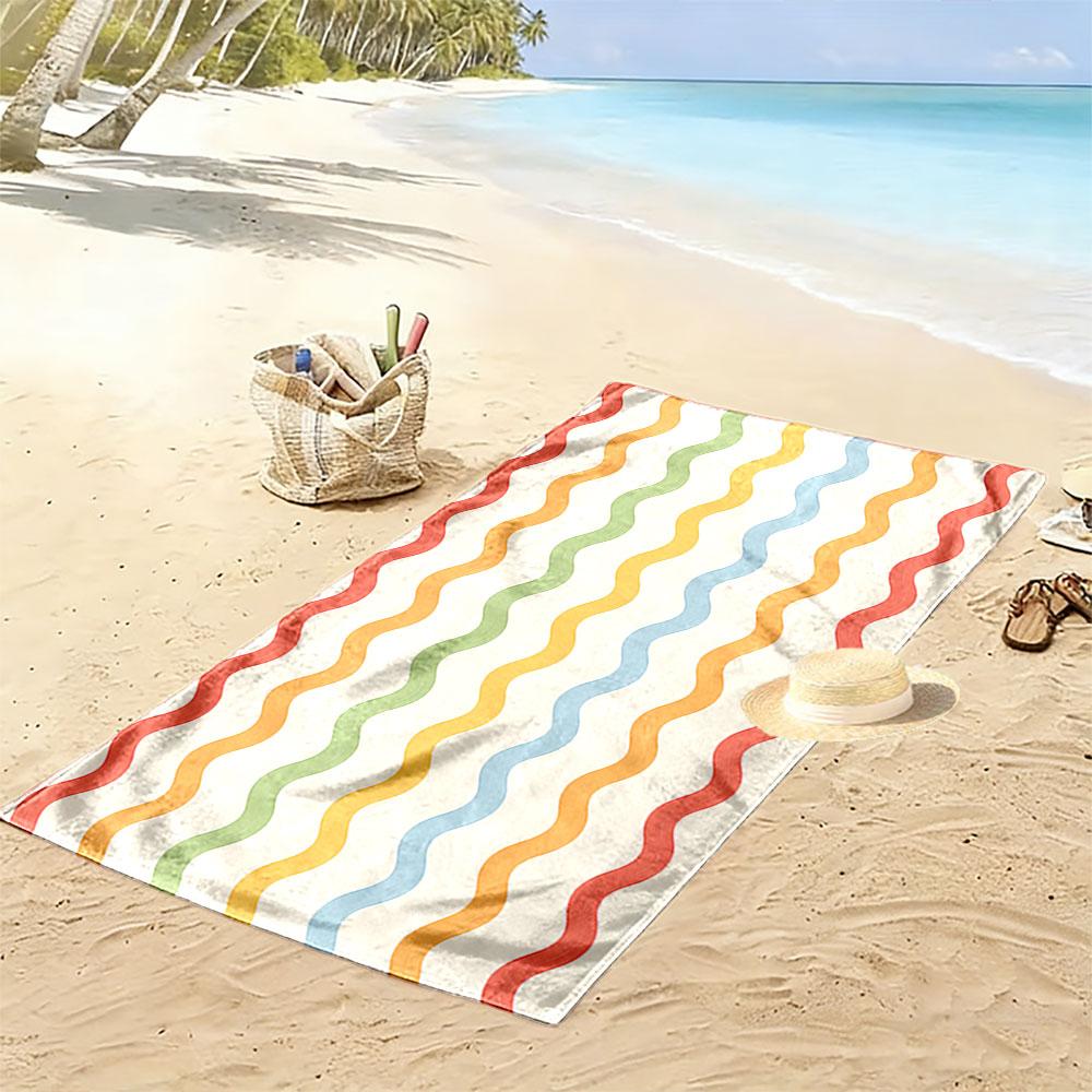 Colorful Wavy Stripes Pattern Beach Towel Quick-drying for Travel Outdoor Sports Jogging Beach and Swimming