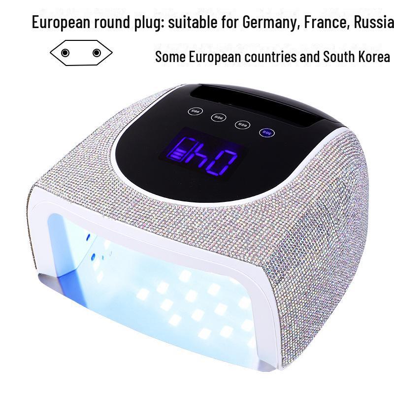 Portable High-Power Nail Lamp with Diamond Inlay – Battery Operated UV Dryer