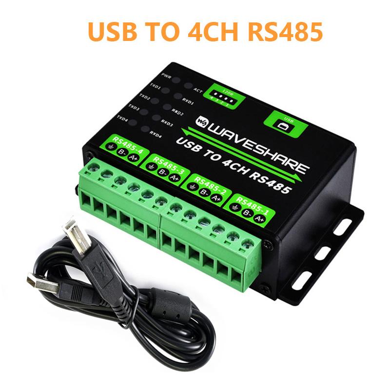 Industrial USB TO 4Ch RS485 Converter Aluminium Alloy Case Multi Protection Circuits Multi Systems Support