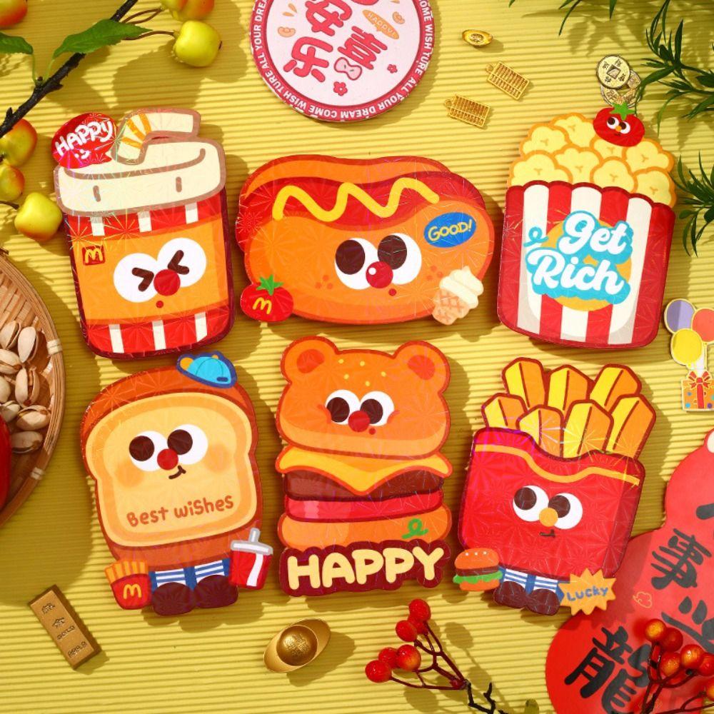 6Pcs Blessings Printing Chinese Snake Year Red Envelope Cartoon Hong Bao Children Gift