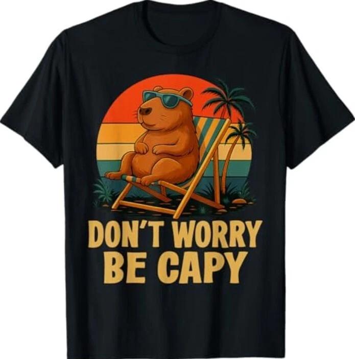 Dont Worry Be Capy Funny Capybara Retro Men Boys Kids Women T-Shirt S