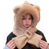 New Winter Japanese Cute Bear Plush Hat Scarf Gloves Integrated with Women's Bike Riding Thickened Warm Ear Protection Hat
