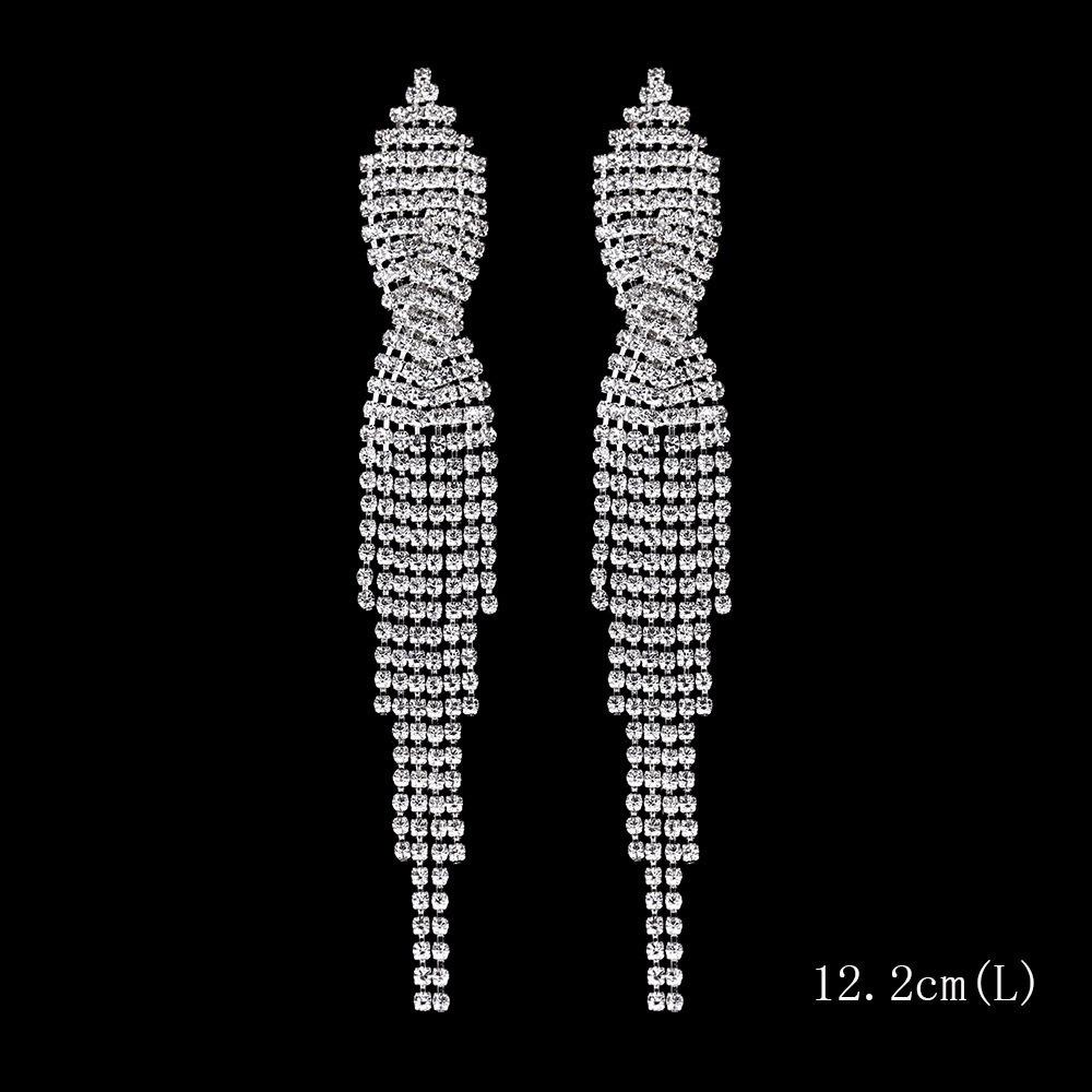 Temperament Light Luxury Niche, Full Diamond Twisted Earrings and Earrings
