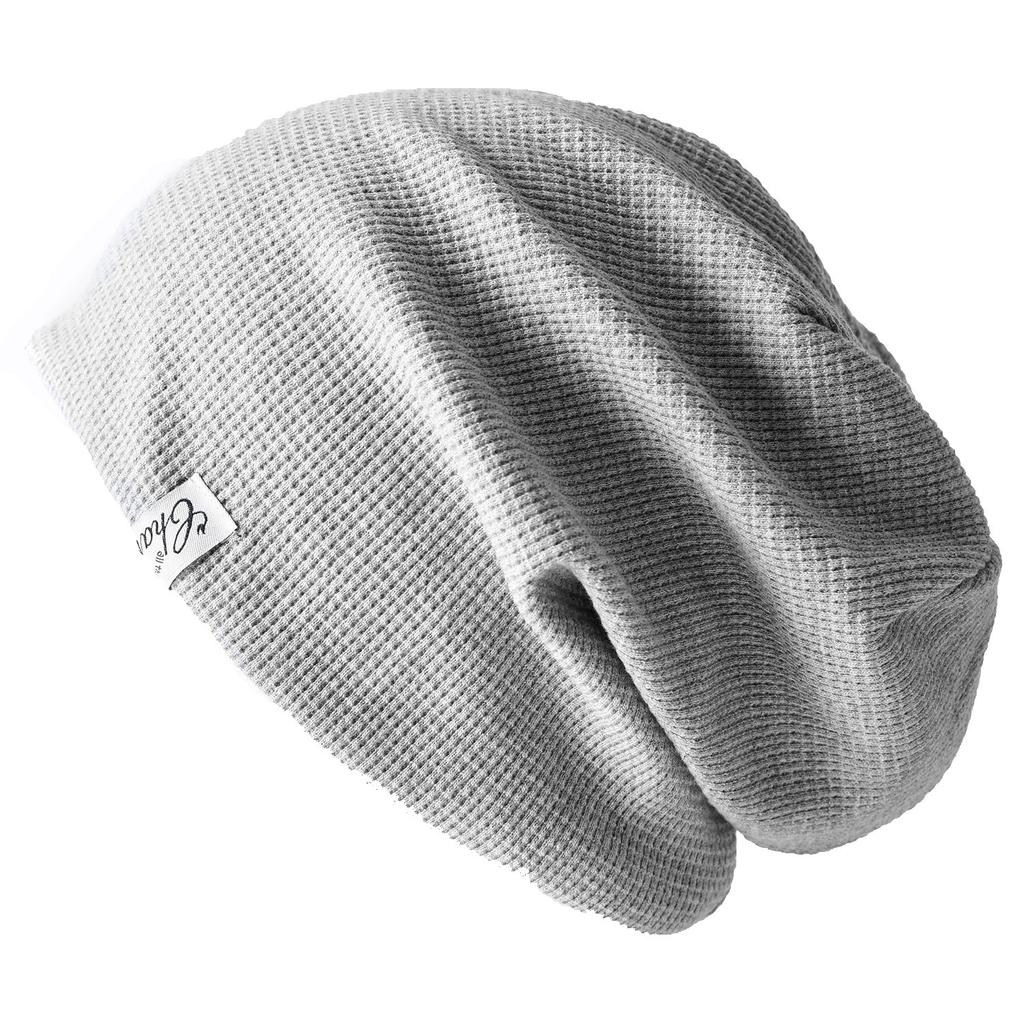 Waffle Fabric Watch Cap for Comfort Large Size Light Gray [CHARM] (100% Cotton) Year-Round (Free Size) Medical/Care Cap, [A]
