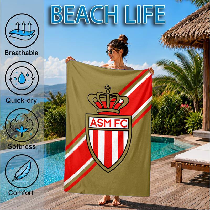 Monaco Football club Printed Microfiber Beach Towel, Soft And Absorbent, Quick-Dry, Ideal for Summer Travel, Beach Essential, Swimming Pool