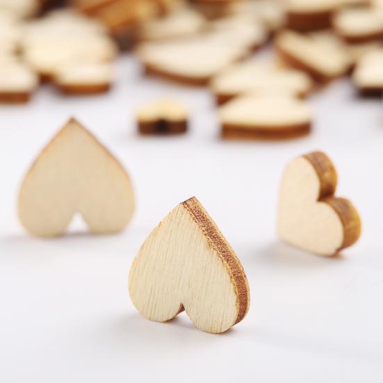 100 Pcs Wood Love Heart Shape Buttons Table Scatter Craft DIY Wedding Decor