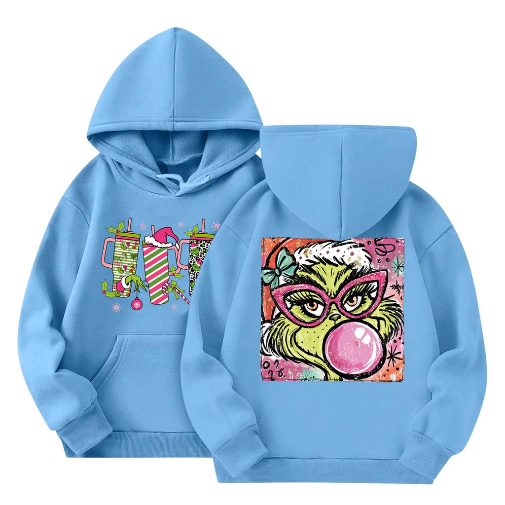 Barne Mote Lett Langermet Genser Med Lommer Trykk Hettegenser