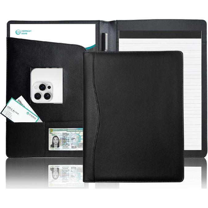 Padfolio Portfolio Organizer Legal Pad Holder Padfolio Folder Leather Portfolio Storage Clipboard Notepad with Cover for Letter Size A4 Writing Pad