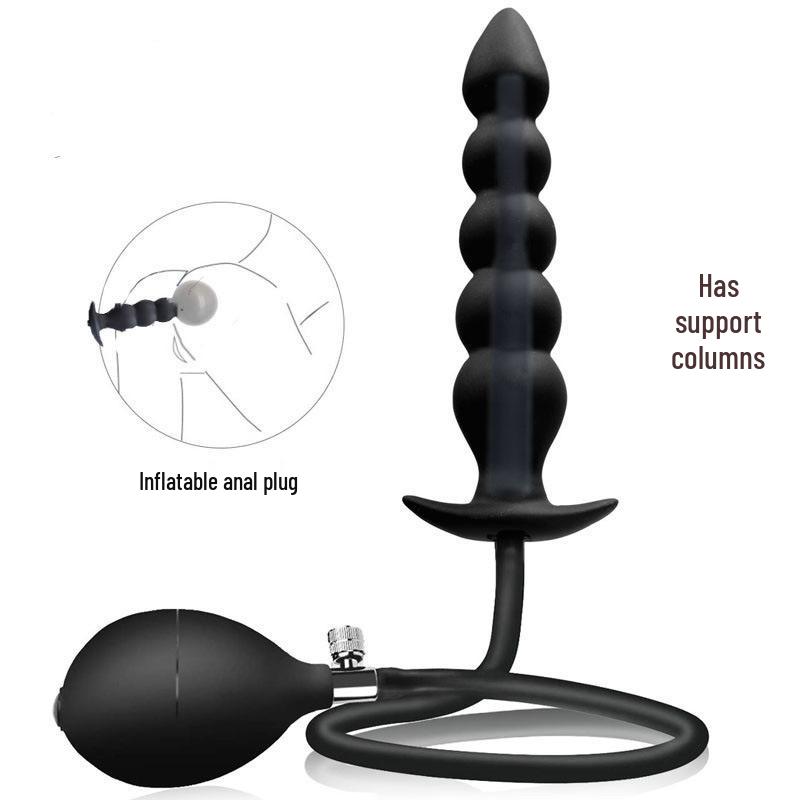 Extra Long Silicone Beaded Inflatable Anal Plug Toy