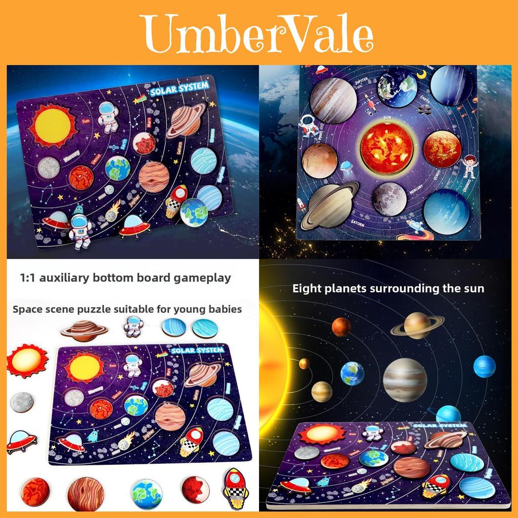 Wooden Childrens Space Education Puzzle With Solar System And Planets For Learning And Cognitive Development